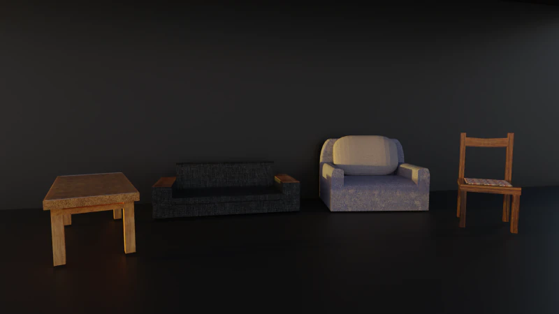 Low-Poly woonkamerset Gamevisualisatie klaar 3D Model .c4d .max .obj .3ds .fbx .stl .blend