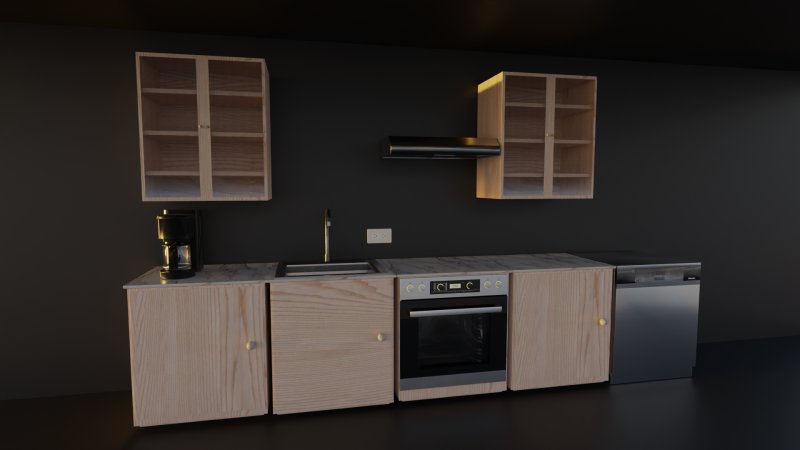 Low-Poly BIG Kitchen Set Game Visualization Ready Fully Equipped Modelo 3D .c4d .max .obj .3ds .fbx .stl .blend 