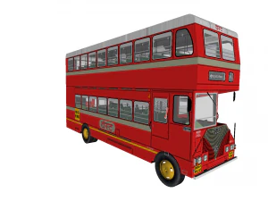 ashok leyland single cabin double decker bus - mumbai citys best bus bs-1 diesel model 3D Model