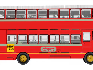 ashok leyland single cabin double decker bus - mumbai citys best bus bs-1 diesel model 3D Model