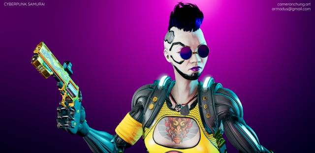 cyberpunk samurai 3D 모델 .c4d .max .obj .3ds .fbx .stl .blend 