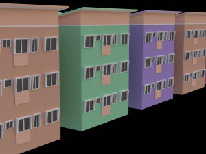 फ्लैटों का फैंसी ब्लॉक 3D मॉडल