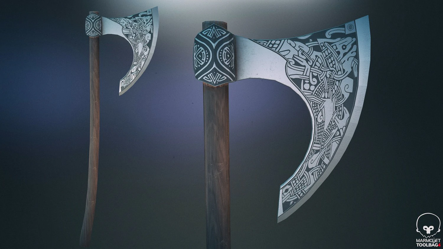 scandinavian battle axe 3D Model .c4d .max .obj .3ds .fbx .stl .blend 