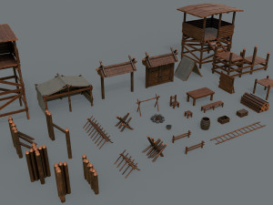 Set of 33 medieval bandit camping assets 3D 模型