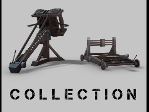 medieval ballista and catapult 3D Model