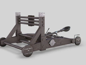 medieval ballista and catapult 3D Model
