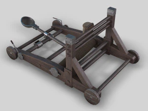 medieval ballista and catapult 3D Model