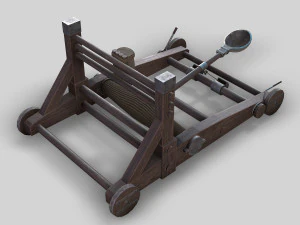medieval ballista and catapult 3D Model