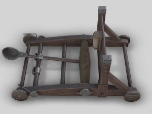 medieval ballista and catapult 3D Model