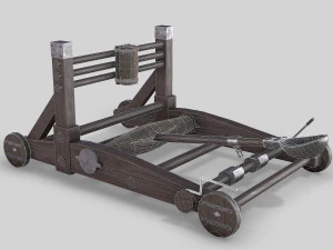 medieval ballista and catapult 3D Model
