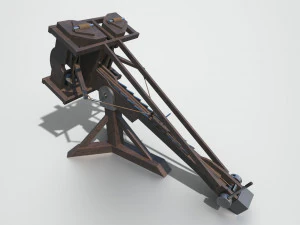 medieval ballista and catapult 3D Model
