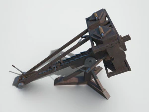 medieval ballista and catapult 3D Model