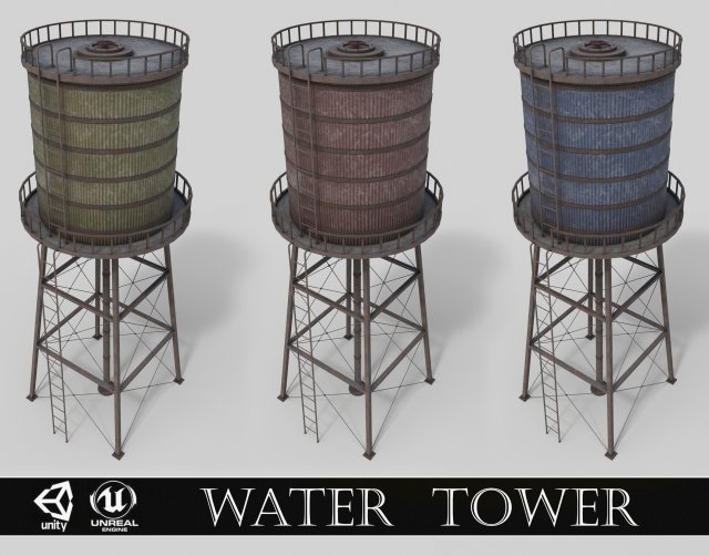 water tower Model 3D .c4d .max .obj .3ds .fbx .stl .blend 