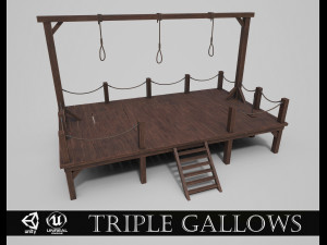 medieval triple gallows 3D Model