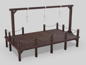 średniowieczna potr&oacute;jna szubienica Model 3D