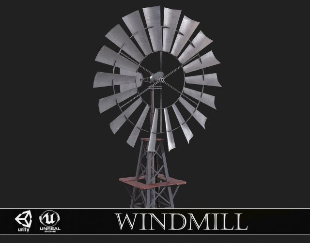 aeromotor windmill 3D Model .c4d .max .obj .3ds .fbx .stl .blend 