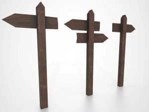 medieval small signpost 3D Model