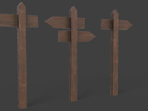 medieval small signpost 3D Model