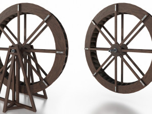 medieval water wheel Model 3D