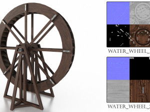 medieval water wheel Model 3D