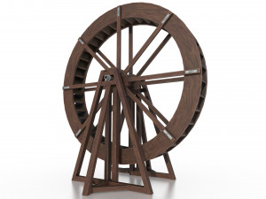 medieval water wheel Model 3D