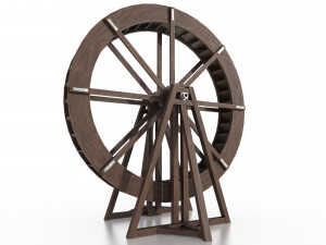 medieval water wheel Model 3D