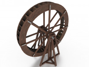medieval water wheel Model 3D