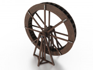 medieval water wheel Model 3D