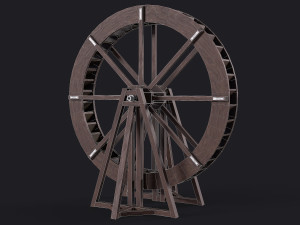 medieval water wheel Model 3D