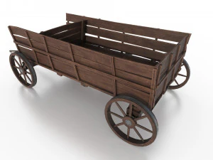 western - wooden wagon 3D Model