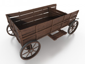 western - wooden wagon Modèle 3D