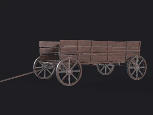 western - wooden wagon 3D Model