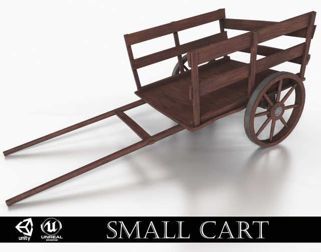 western - wooden small cart 3D Model .c4d .max .obj .3ds .fbx .stl .blend 