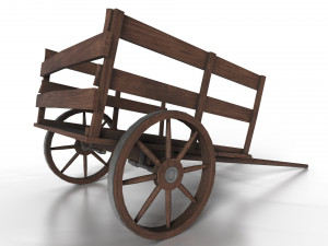 western - wooden small cart 3D Model