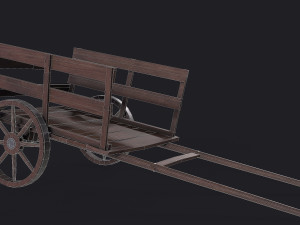 western - wooden small cart 3D Model