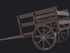 western - wooden small cart 3D Model