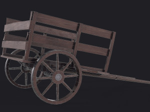 western - wooden small cart 3D Model