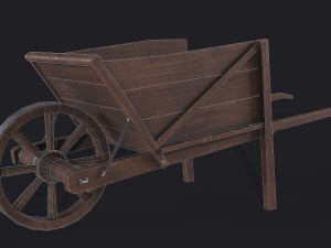 western - wooden wheelbarrow 3D Model