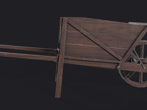 western - wooden wheelbarrow 3D Model