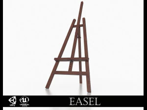 wooden artist easel 3D Model