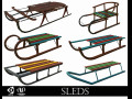 christmas set of 6 old wooden sleds 3Dモデル