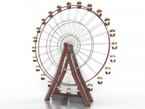 Old painted ferris wheel Modello 3D