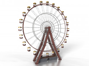 Old painted ferris wheel Modello 3D