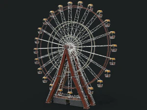 오래 된 페인트 관람차 3D 모델