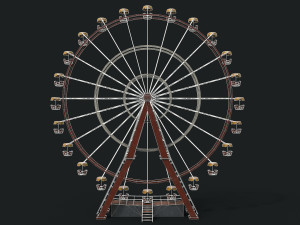 Old painted ferris wheel Modello 3D