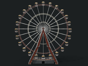 Old painted ferris wheel Modello 3D