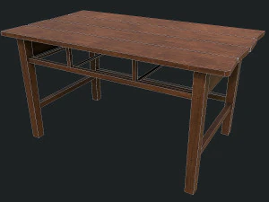 Set of 6 antique medieval wooden tables 3D Model