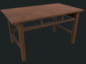 Set of 6 antique medieval wooden tables 3D Model