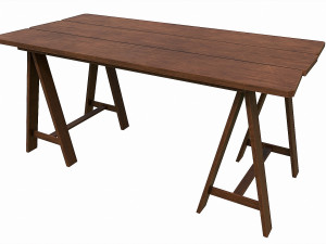 Set of 6 antique medieval wooden tables 3D 模型