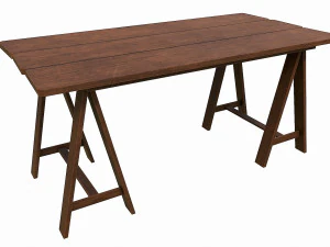 Set of 6 antique medieval wooden tables 3D Model